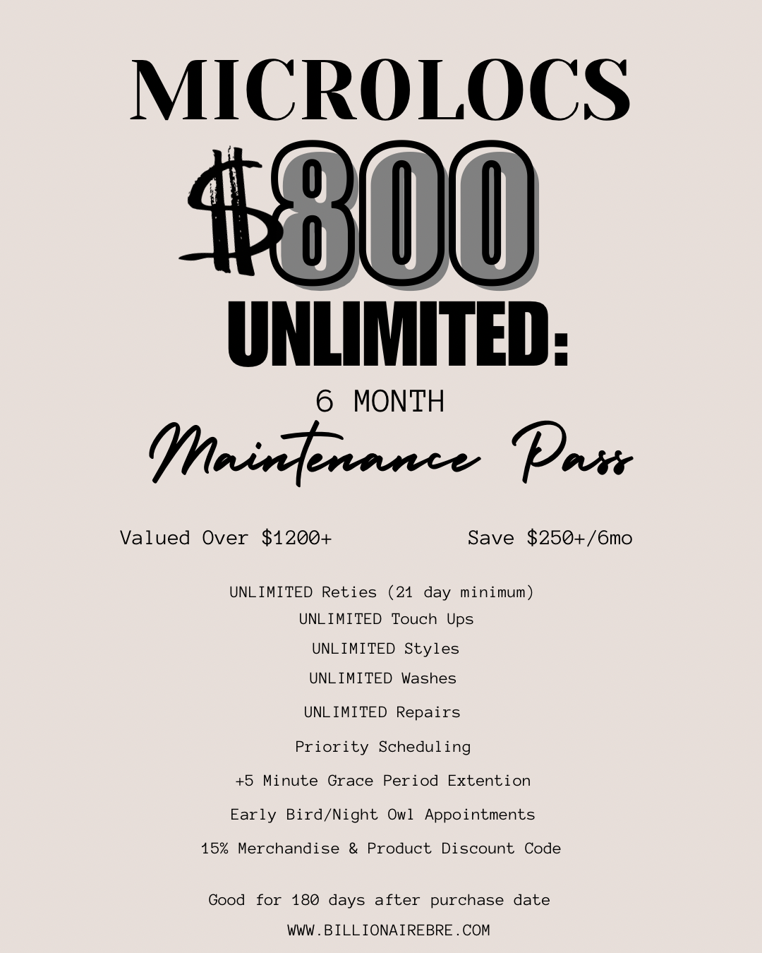 Microlocs Six Month Unlimited Maintenance Pass